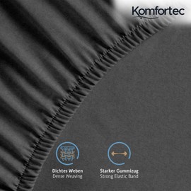 Komfortec Single Fitted Sheet 100% Cotton, 11 inch (30 cm) Deep Pocket - Charcoal