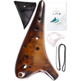 JINSELF Ocarina Pottery Beginner Set, Alto C, Introduction to Children, Musical Instrument, Music Musical Musical Musical Music Strap, Marble Brown