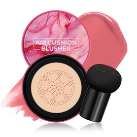 KYDA Air Cushion Blush, Mushroom Head Air Cushion Blusher, Natural Glow Liquid Blusher for Cheeks and Eyes, Buildable Matte Coverage, Lightweight Blendable, Silky Cream Blush Makeup, 03 Camellia Red