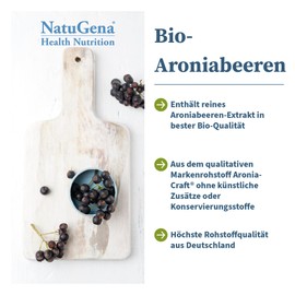 NatuGena Organic Aronia Berries, Polyphenols & Anthocyanidins, 500 mg Organic Aronia Fruit Extract (AroniaCraft), Superfood, 60 Capsules (60 Day Pack)