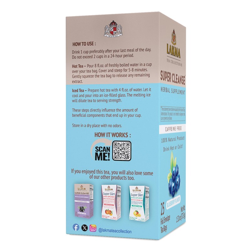 HYLEYS Lakma Super Cleanse Tea with Blueberry - 25 Tea