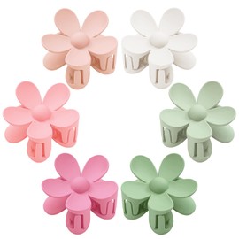 6PCS Flower Hair Clips, Matte Hair Claw Clips, Large Claw Clips For Women Thick Hair, Big Cute Dasiy Hair Clips, Non Slip Strong Hold For Women Thin Hair, Hair Accessories for Women Girls, 6 Colors