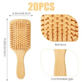 10 cepillos de pelo de bambú, cerdas de bambú de punta redonda a granel, cepillo desenredante, masaje, ligero, antiestático, para mujeres, hombres y n