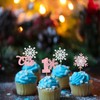 24 piezas de decoración de copo de nieve para cupcake
