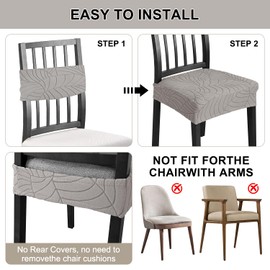 HADEEONG Chair Seat Covers for Dining Room Chairs Set of 4, Removable Washable Kitchen Chair Covers Anti-Dust Dining Chair Cover Chair Slipcovers Protector (4, Taupe)