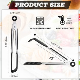 2 Pieces Mini Waffle Tongs Non Scratch Tongs 8 Inches Serving Spatula Tongs with Non Slip Smooth Stainless Steel Handles Heat Resistant Nylon Heads Non scratch and Dishwasher Safe for Cooking