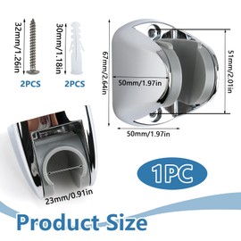 Wall Mount Shower Bracket Handheld Shower Head Holder Large Angle Adjustable Chrome Plated Wall Mounted Universal Shower Hose Holder with Mounting Screws for Bathroom Bidet Sprayer, Silver