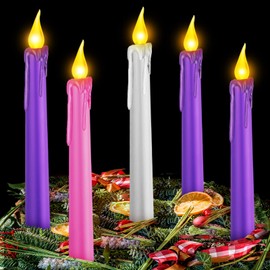 Mudder Flameless Advent Candles Wreath Set of 5, 10 Inch, Melted