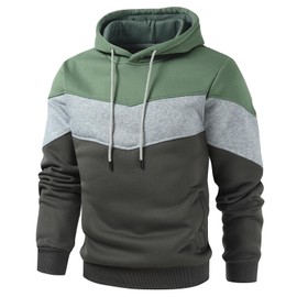 Gesean Mens Hoodies Pullover Sweatshirts for Men Color Block Hoody Man Hooded Sweatshirts Green Large