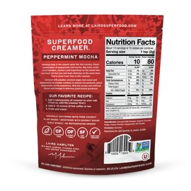 Laird Superfood Non-Dairy Original Superfood Peppermint Mocha Coconut Powder Coffee Creamer, Gluten Free, Non-GMO, Vegan, 8 oz. Bag, Pack of 1