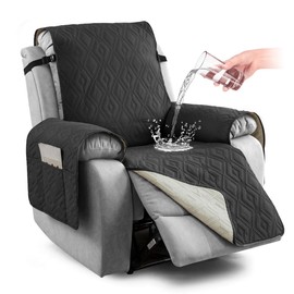 Recliner Chair Cover, Waterproof Armchair Cover for Recliner Chair with Pocket, Non Slip Recliner Chair Covers for Electric Chair, Furniture Protector for Kids, Pets, Food (Black, 23.6IN Width)