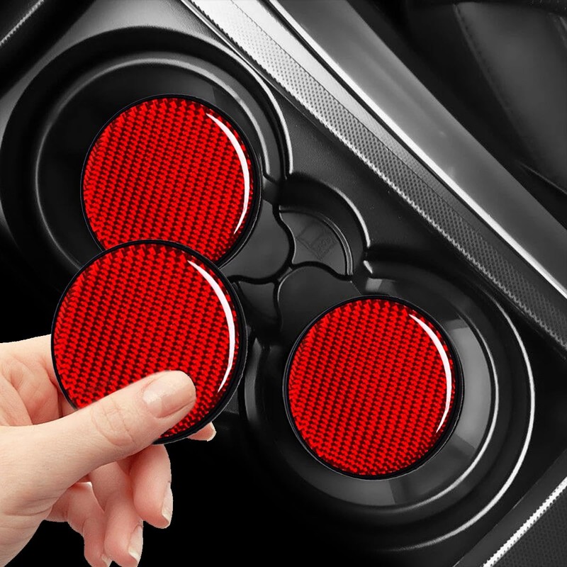 Car Cup Holder Coaster, 2 PCS Carbon Fiber Non-Slip Embedded