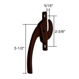 Bronze Straight Casement Window Locking Handle; 2-3/8" Screw Holes