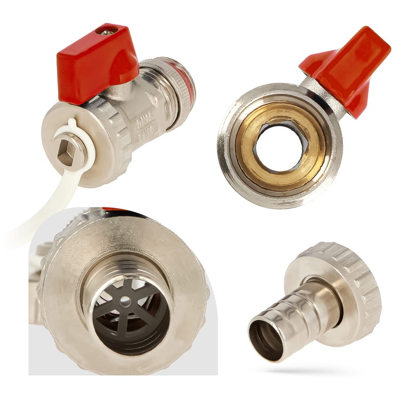 Drain Valve with Cap 1/2 Red Handle Ball Shut-Off Valve