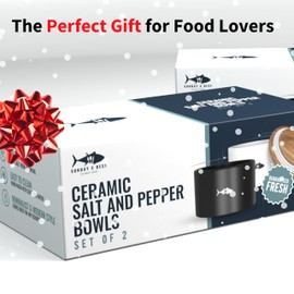 Set of 2 Salt and Pepper Bowls for Countertop - Modern Ceramic Salt Cellar with Lid Set - Minimalist Salt Containers for Fresh Spices - Stylish and Functional Salt Storage for Any Kitchen