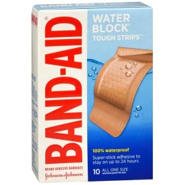BAND-AID Water Block Tough Strips Adhesive Bandages 10 EA