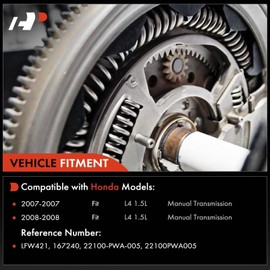 A-Premium Clutch Flywheel Compatible with Honda Fit 2007 2008 1.5L, 6 Bolt Holes, 109 Teeth, Manual Transmission, Replace# 22100-PWA-005