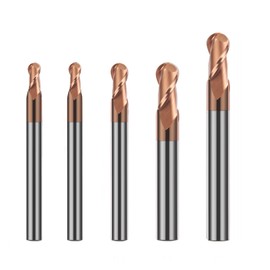 AYCHOLIZ 5PCS Ball Nose Carbide End Mill Set HRC55 CNC Cutter Router Bits 2 Flute Spiral Milling Tool Radius 1mm 1.5mm 2mm 3mm 4mm Milling Cutter