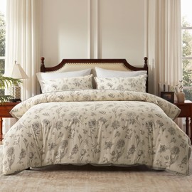 100% Cotton Duvet Cover Queen Size - 3 pcs Vintage Floral duvet cover Set,Breathable Durable Soft Comfy,1 Duvet Cover 90 x 90 In Zipper Closure and 2 Envelope Sealed 20 x 26 In Pillowcase Jane Eyre