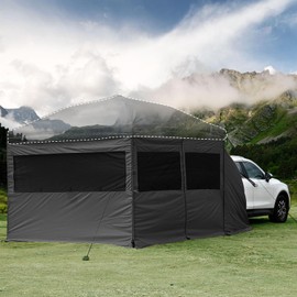 KAMPKEEPER Tent Cube 10'x10' - Converts Canopy into Tall Tent for Camping with Removable SUV Tailgate Sidewall, Vented Roof - Black (Canopy Pole/Shelter NOT Included)