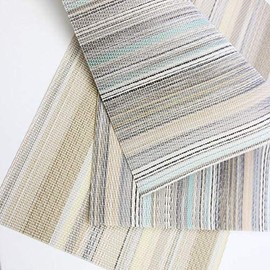 yara home décor Placemats Washable Gold Green Glitter PVC Fabric Woven Set of 6 Large Kitchen Dining Table Dinner Place Mats, Heat Insulation 45 x 30cm