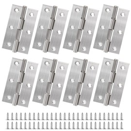 8 PCS 304 Stainless Steel Hinges, 2.5 Inch Small Door Hinges, Silver Folding Butt Hinges with Stainless Steel Screws for Jewelry Boxes Door Case Lid Home Kitchen Furniture (Silver)