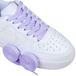 Olukssck [2 Pairs] Flat Shoe Laces for Sneakers, 2/5" Wide Athletic Shoelaces Lavender 55 inch(140cm)