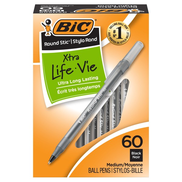 BIC Round Stic Xtra Life Ballpoint Pen, Ultra Long Lasting