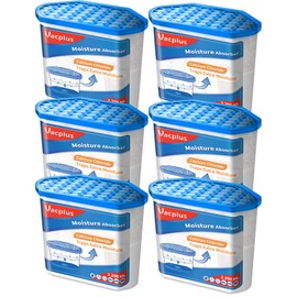 Vacplus Moisture Absorbers 6 Pack, 32.0 Oz Portable Humidity Absorber Boxes for Your Bathroom, Closet & Car, Dehumidifier with Fragrance Free, Navy Blue