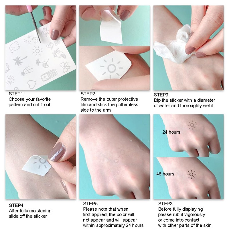 5 Sheets Temporary Tattoos Realistic Fake Tattoo Stickers for Sticking