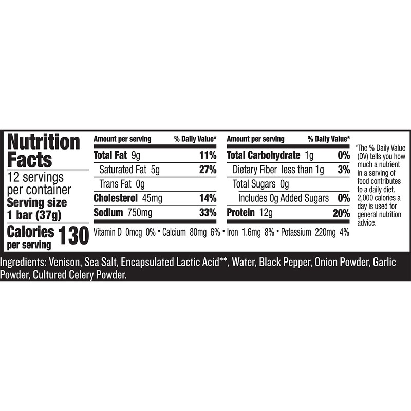 EPIC Bars, Venison Sea Salt and Pepper Bar, Keto Friendly,