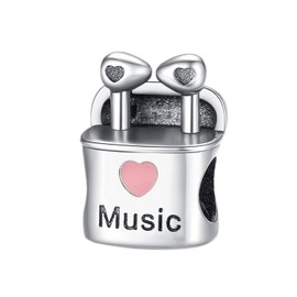 Amuefer Charms for Bracelets Music Lover's Earphone 925 Sterling Silver Charm for Necklaces Gifts for Women