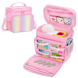 LoDrid Storage Bag Compatible with Little Tikes Story Dream Machine Books Starter Set, Carrying Case with Handle and Shoulder Strap for Storybook, Character, Pink, Bag Only