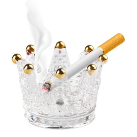ZKKD Glass Crown Ashtray Creative Desktop Smoking Ash Tray Home Office Decoration,Golden