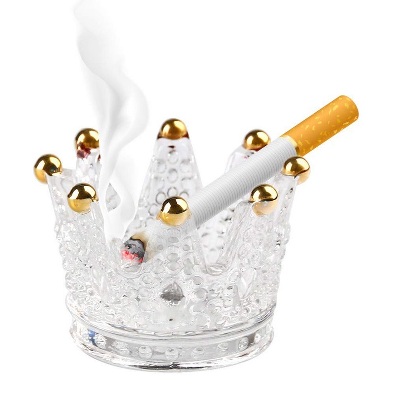 ZKKD Glass Crown Ashtray Creative Desktop Smoking Ash Tray Home