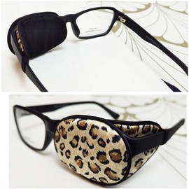 Kid/Adult Visual Acuity Recovery Silk Eye Cover, Training Amblyopia Strabismus Corrected Lazy Eye Patches for Glasses (Brown Leopard)