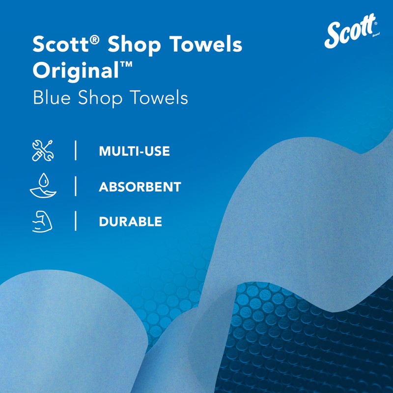 Scott Shop Original Blue Towels (75130), 9.4"x11" Cloth-like Paper Towel
