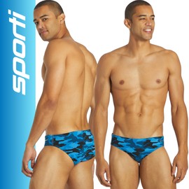Sporti HydroLast Men's Camo Water Polo Brief - Blue Multi - 26