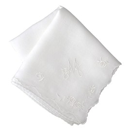 Sofisti 054287 Initial Gauze Handkerchief, White, Women's, Gauze, Approx. 15.7 inches (40 cm), white