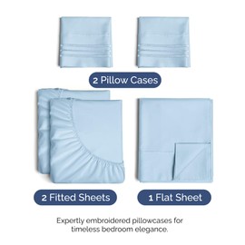 CGK Unlimited Split King Size 5 Piece Sheet Set - Comfy Breathable & Cooling Bed Sheets Set - Hotel Luxury Bedding for Women, Men, Kids & Teens - Deep Pockets, Easy-Fit, Soft & Wrinkle Free - Oeko-Tex - Light Blue