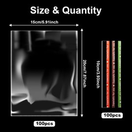 FINEASY Transparent Candy Bags, Cellophane Bags, Small with Metallic Ties, Candy Bar Bags, Cellophane Bags for Children's Birthday Party Bags, Party Bags, Party Favours (15 x 20 cm, Pack of 100)