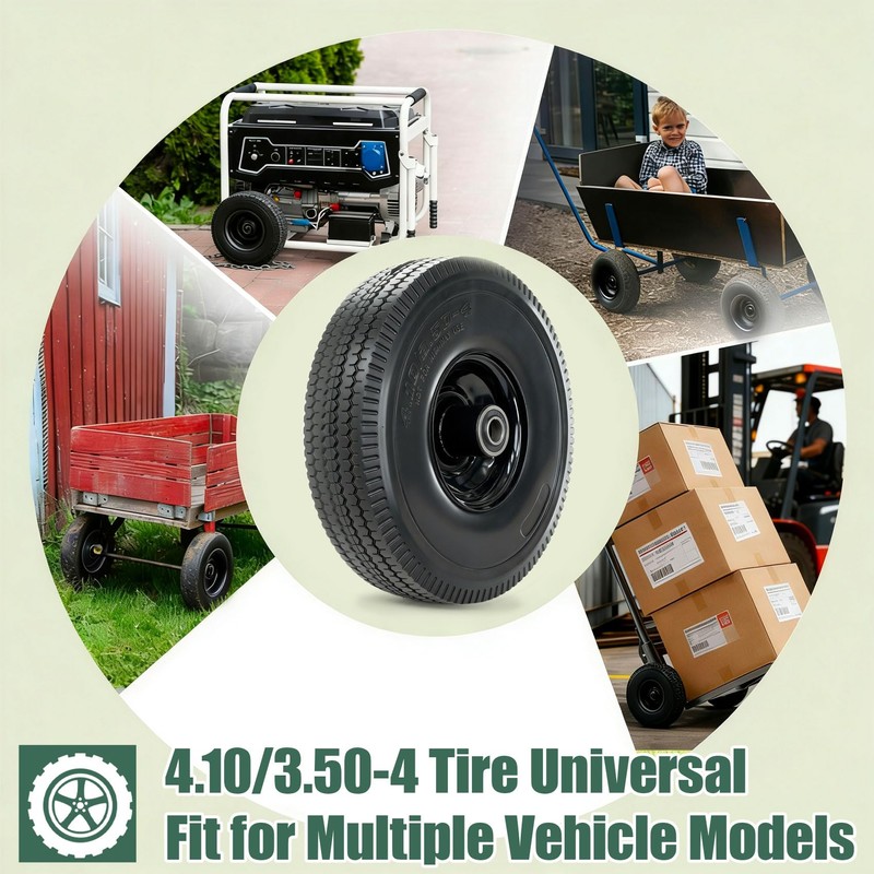 RETOTLA 4.10/3.50-4 Tire and Wheel Flat Free, 10" Solid Tires,