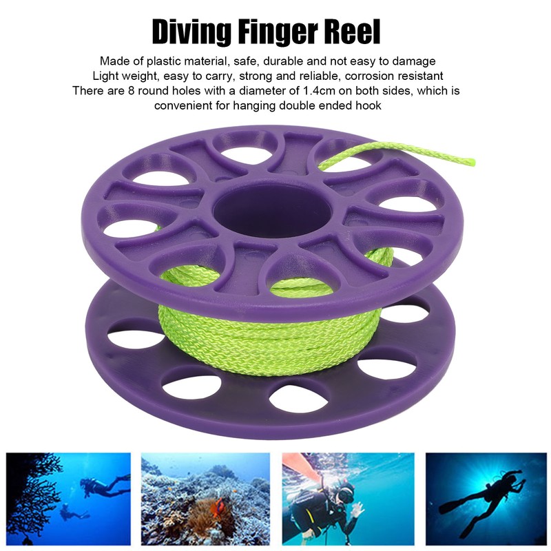 18M Diving Finger Reel Plastic Fluorescent Green Wire Scuba Dive