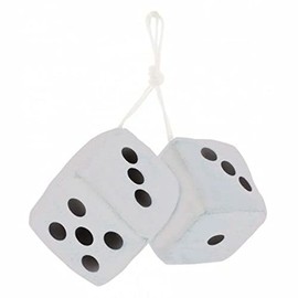 United Pacific 3" Fuzzy Dice White with Black Dots