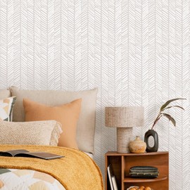 MelunMer Beige Modern Peel and Stick Wallpaper Boho Contact Paper for Cabinets Beige Stripe Contact Paper Line Self-Adhesive Removable Wallpaper for Bathroom Bedroom Liner Easy to Use 118" L 17.3" W