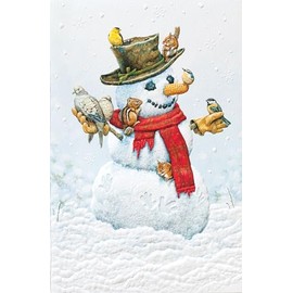 Pumpernickel Press Embossed Christmas Greeting Cards Boxed Set – “Little Hands Snowman” by Tim Knepp – 16 Deluxe Cards & Envelopes, Eco-Friendly, Made in USA, Multi-Level Embossing