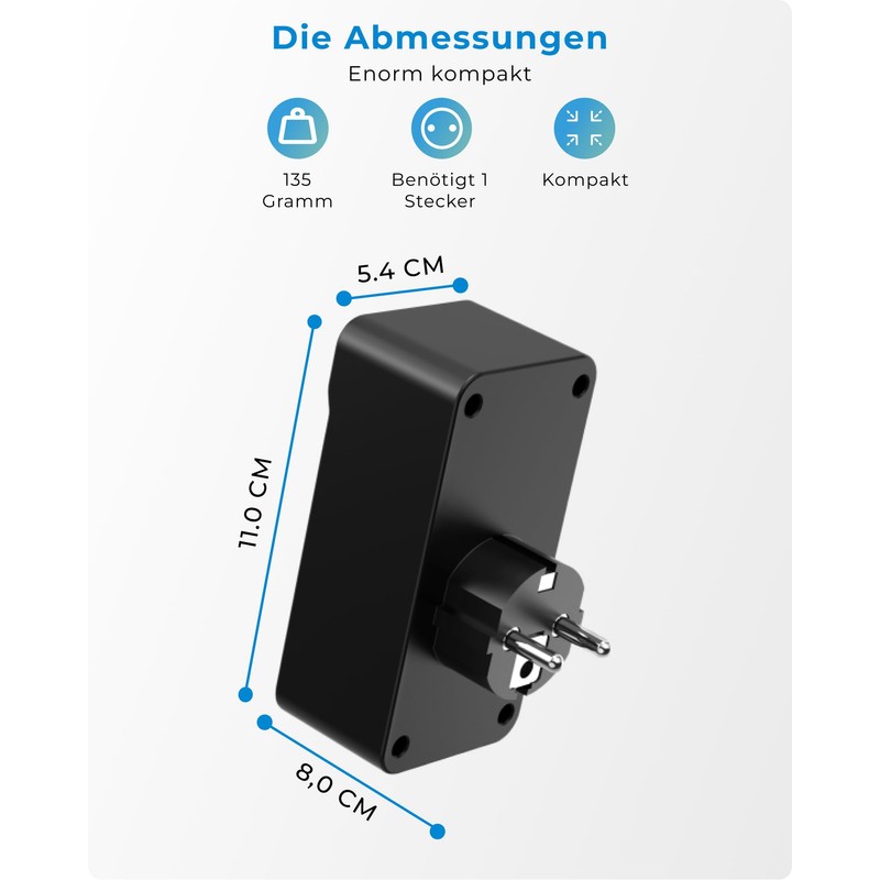 VOOMY Double Plug for Socket, 4-in-1 Multiple Plug for Socket,