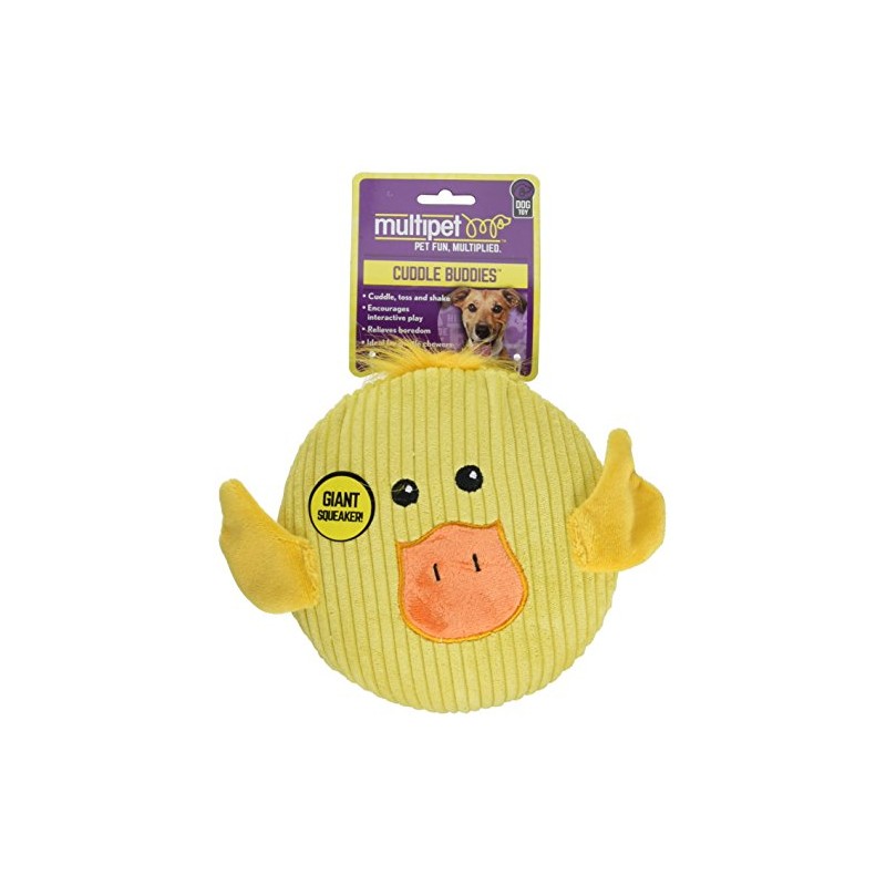Multipet 43205-1 Sub-Woofer Squeaking Duck Toy, 7", Yellow