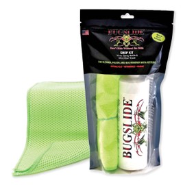 BugSlide Cart Combo - Shop Kit 16oz Spray Bottle Cleaner with Microfiber Towel and Mesh X-Treme Cloth - Multisurface Cleaning and Car Detailing Solution that Shines and Degreases Without Scratching