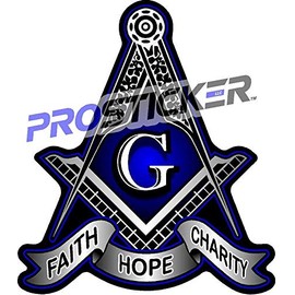 ProSticker 127V (One) Masonic Series Faith, Hope, Charity Freemason Compass Decal Sticker (4")